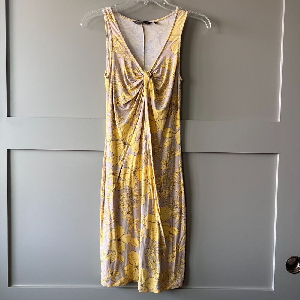 Tommy Bahama Floral Sleeveless Dress XXS Tropical Twist Yellow Tan Resortwear